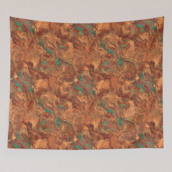 Item preview, Caramel Ebru with turquoise splashes designed and sold by Kolinnaprint.