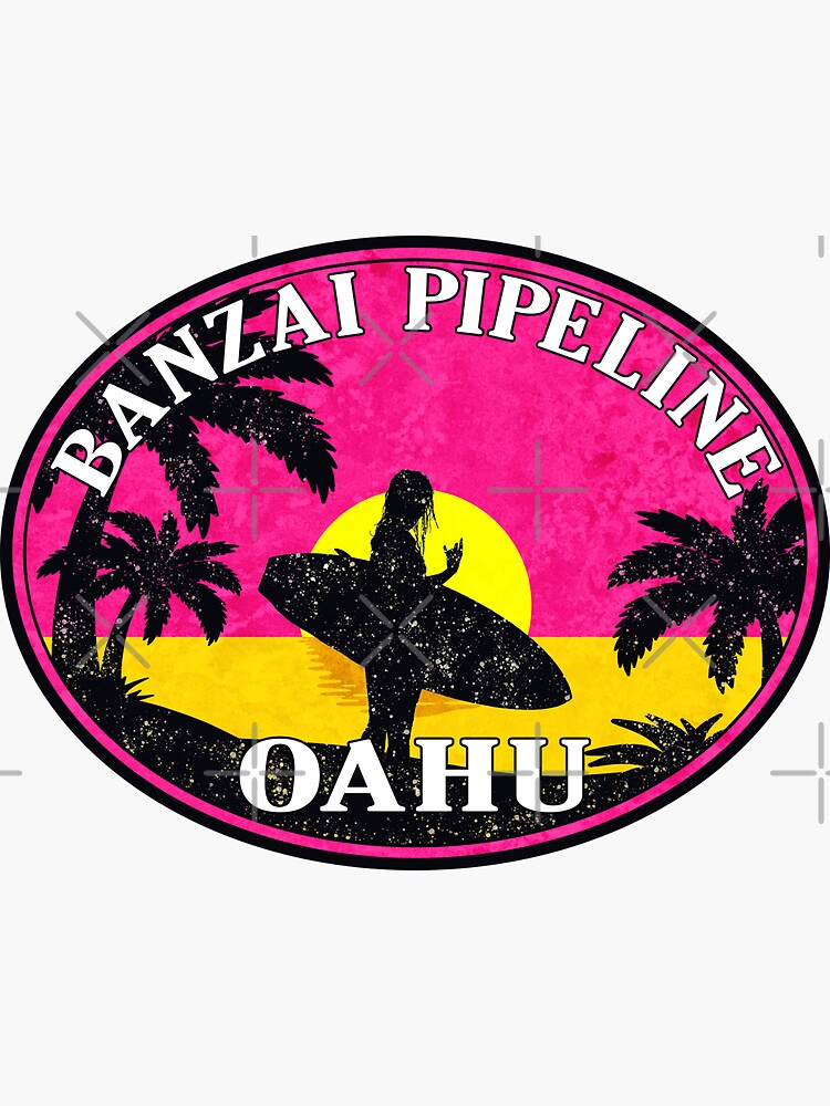 "Surfing Banzai Pipeline Oahu Hawaii Surf Surfer" Sticker for Sale by MyHandmadeSigns Redbubble