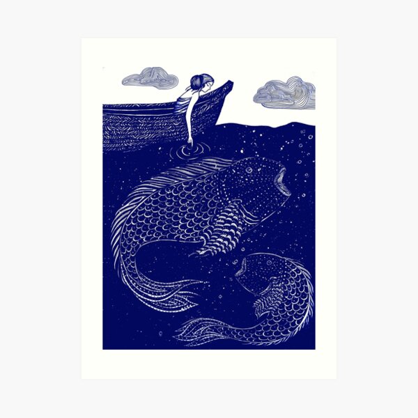 The Blue Shimmering Sea Lights Art Print