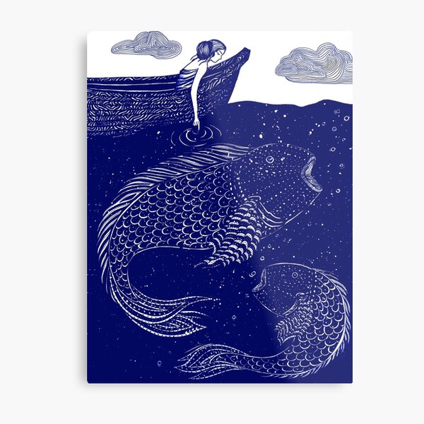 The Blue Shimmering Sea Lights Metal Print