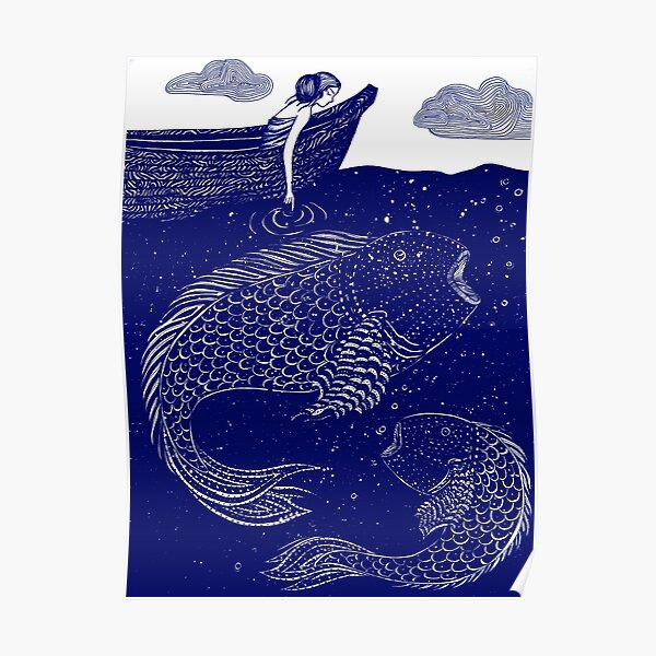 The Blue Shimmering Sea Lights Poster