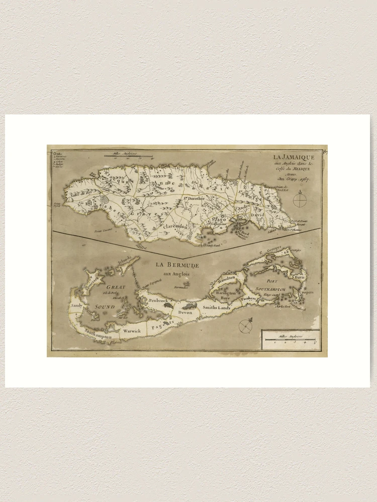 Vintage Map of Bermuda and Jamaica (1767)