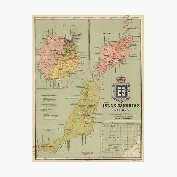 Item preview, Vintage Map of The Canary Islands (1916) designed and sold by BravuraMedia.