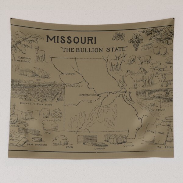 Item preview, Vintage Map of Missouri (1912) - Tan designed and sold by BravuraMedia.