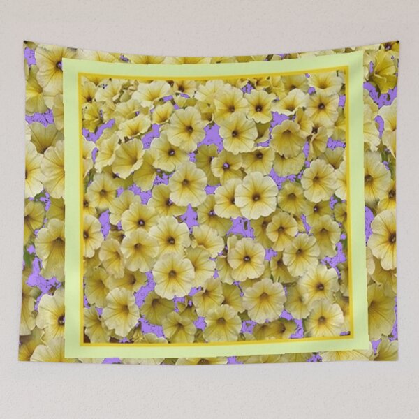 Item preview, PALE YELLOW PETUNIAS LILAC PATTERN FLORAL   designed and sold by sharlesart.