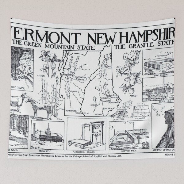 Item preview, Vintage Map of Vermont and New Hampshire (1912) designed and sold by BravuraMedia.