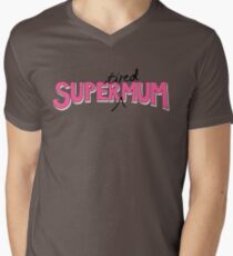 Super(tired)Mum in Pink and White Men's V-Neck T-Shirt