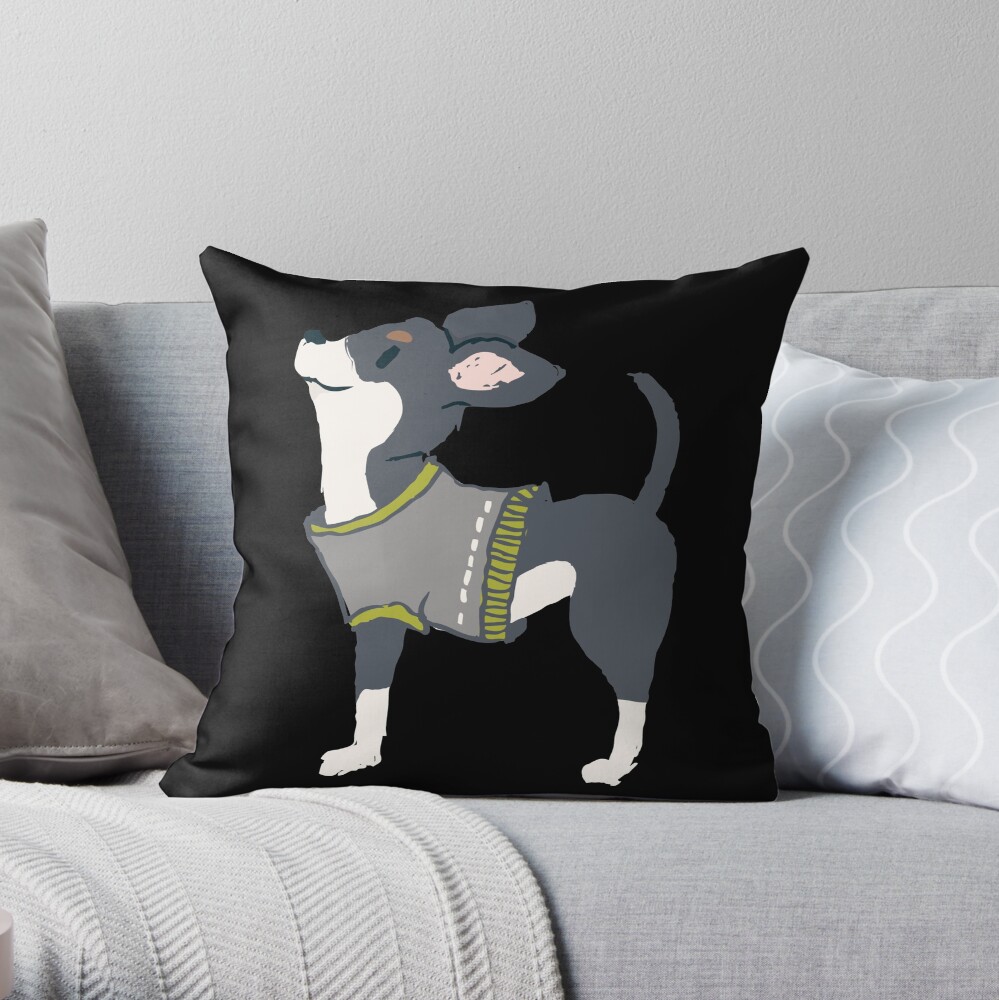 Chihuahua Black Jacket - Watercolor Style Chihuahua Throw Pillow