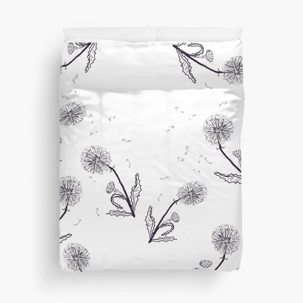 black and white dandlion  Duvet Cover