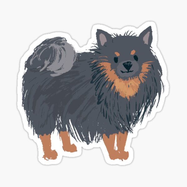 Pomeranian Black And Tan - Watercolor Style Pomeranian Sticker