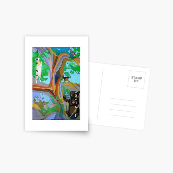 Jumping Juniper giclee with borders Postcard