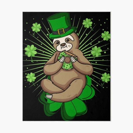 Sloth Eating a Donut on St. Patrick's Day | Art Board Print