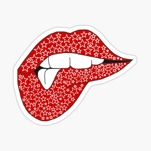 lips with white stars Sticker