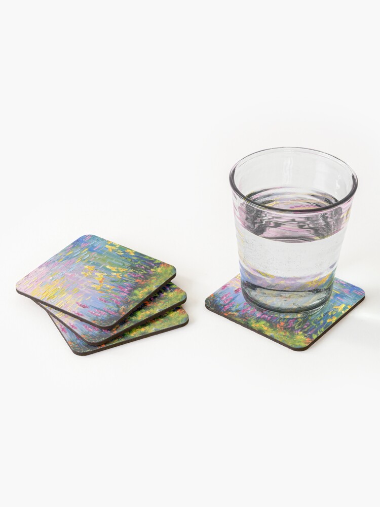 Alternate view of Flowers by the pond Coasters (Set of 4)