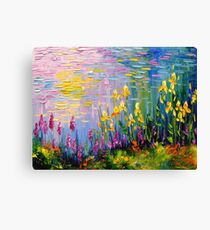 Blumen am Teich Leinwanddruck