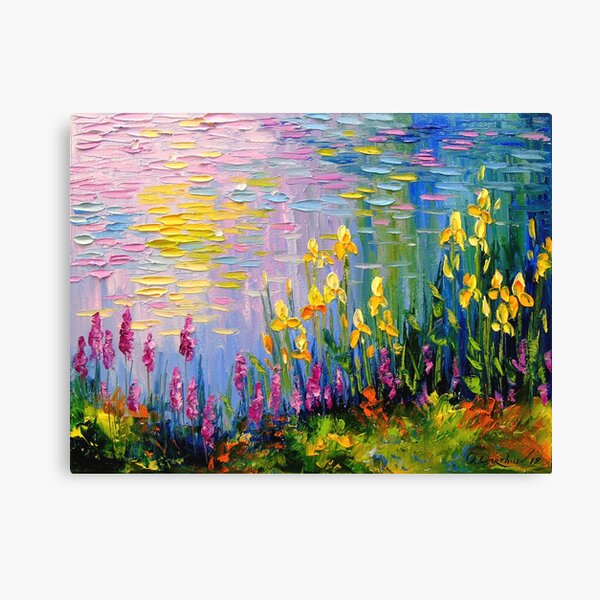Flowers by the pond Canvas Print