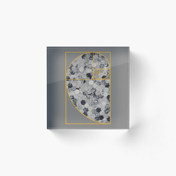 Hexagonal Tiled Fibonacci Spiral Acrylic Block