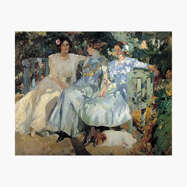 Joaquin Sorolla Mi esposa e hijas en el jardín 1910 Lámina fotográfica