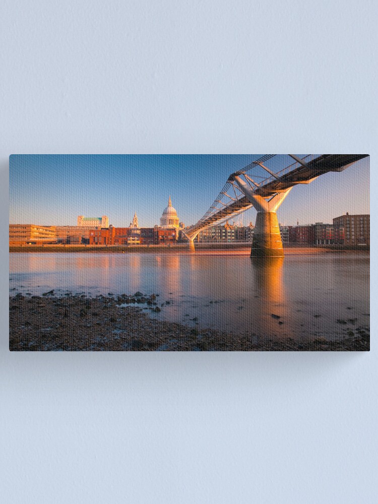 Alternate view of UK, London, St. Paul's Cathedral and Millennium Bridge over River Thames Alan Copson © 2010 (20046-15) Canvas Print