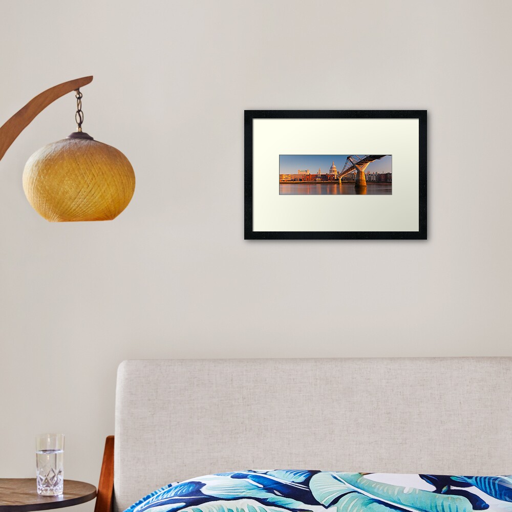 UK, London, St. Paul's Cathedral and Millennium Bridge over River Thames Alan Copson © 2010 (20046-04) Framed Art Print