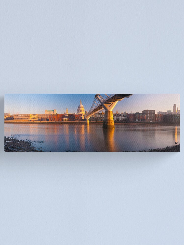 Alternate view of UK, London, St. Paul's Cathedral and Millennium Bridge over River Thames Alan Copson © 2010 (20046-11) Canvas Print
