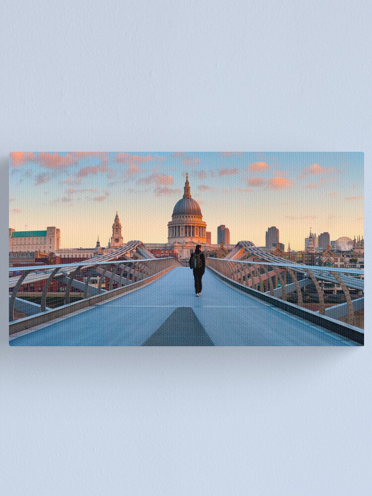 Alternate view of UK, London, St. Paul's Cathedral and Millennium Bridge over River Thames Alan Copson © 2010 (20038-06) Canvas Print