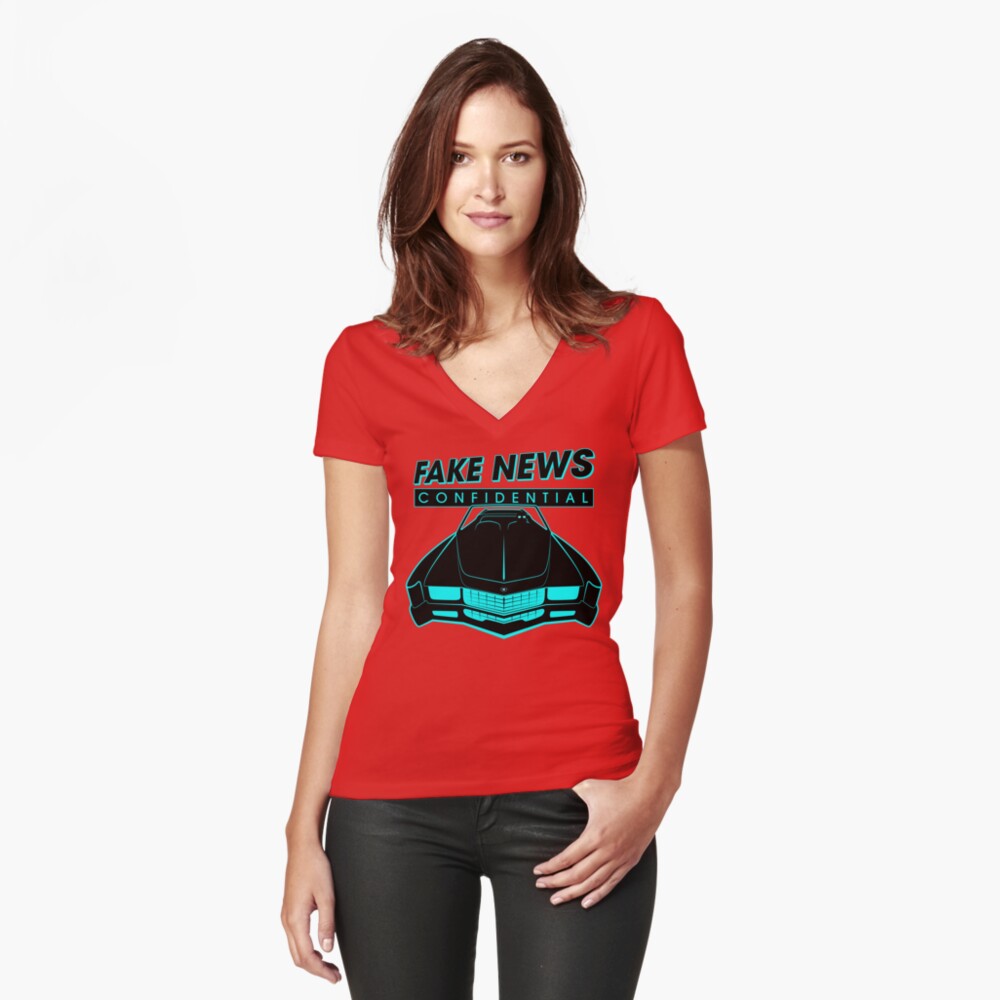 Fake News Confidential - Cadillac Eldorado Fitted V-Neck T-Shirt