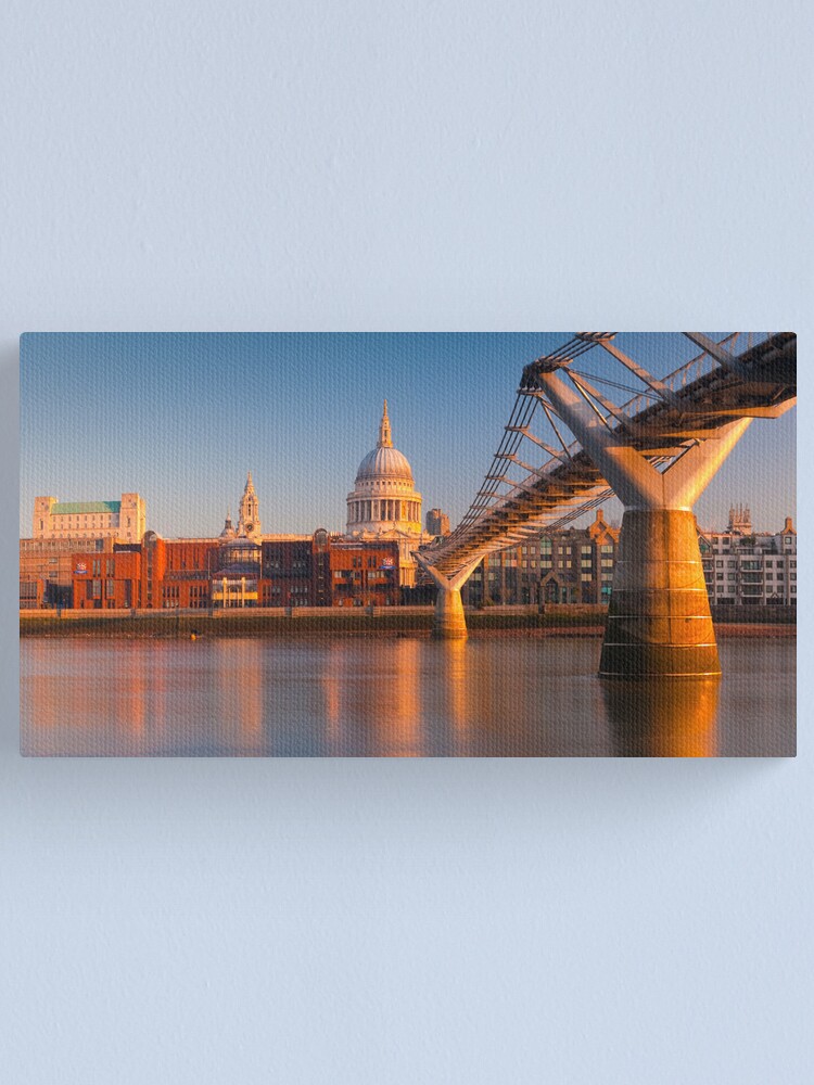 Alternate view of UK, London, St. Paul's Cathedral and Millennium Bridge over River Thames Alan Copson © 2010 (20046-05) Canvas Print