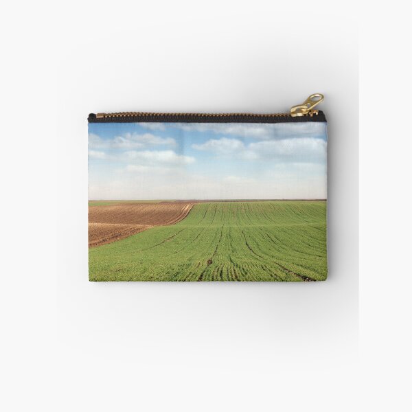 Item preview, young green wheat and plowed field landscape spring season agriculture designed and sold by goceris.