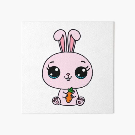 Impression rigide for Sale avec l'œuvre « Empreinte de patte de lapin  heureux » de l'artiste ChibiCharacters