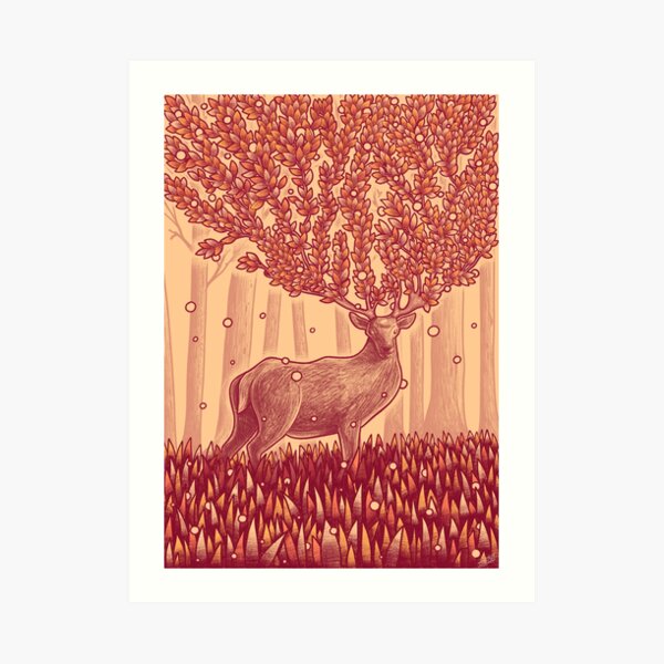 Deer Tree Art Print