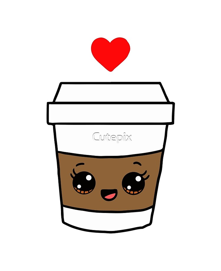 Cute Coffee Cup Love Heart Hand Drawn Illustration 