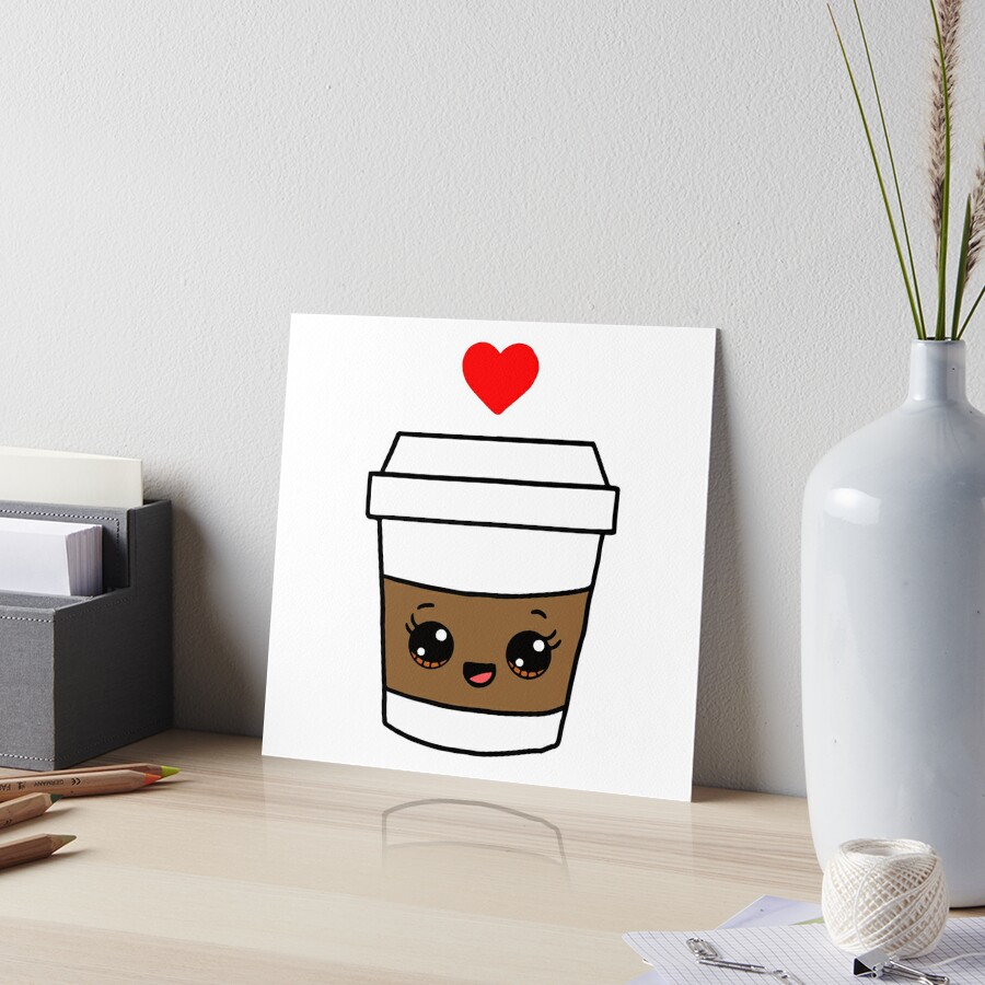 Cute Coffee Cup Love Heart Hand Drawn Illustration  Greeting Card for Sale  by Cutepix