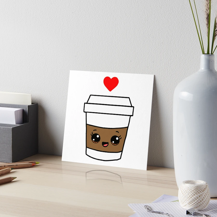 Cute Coffee Cup Love Heart Hand Drawn Illustration  Art Board Print for  Sale by Cutepix