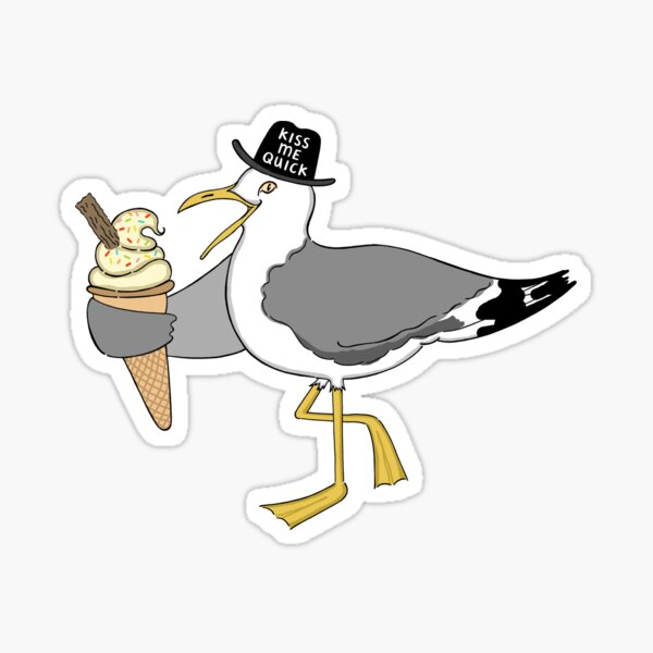 Kiss Me Quick Seagull with Ice Cream Pattern 2 - Part 2 Sticker