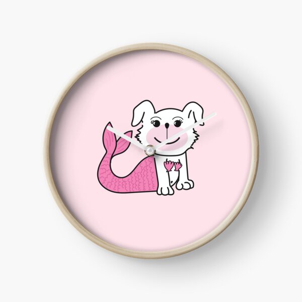 Pink Merdoggo with Seashells! Clock