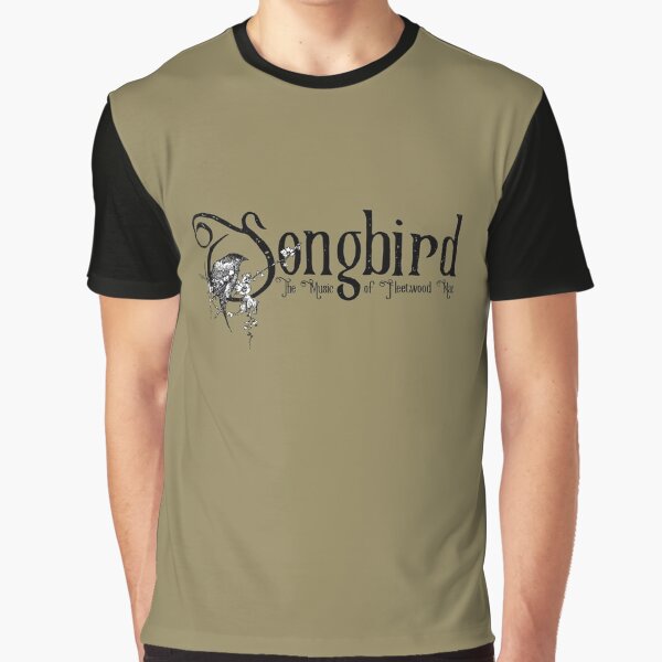 Songbird - Black Logo : White Bird & Flowers Graphic T-Shirt