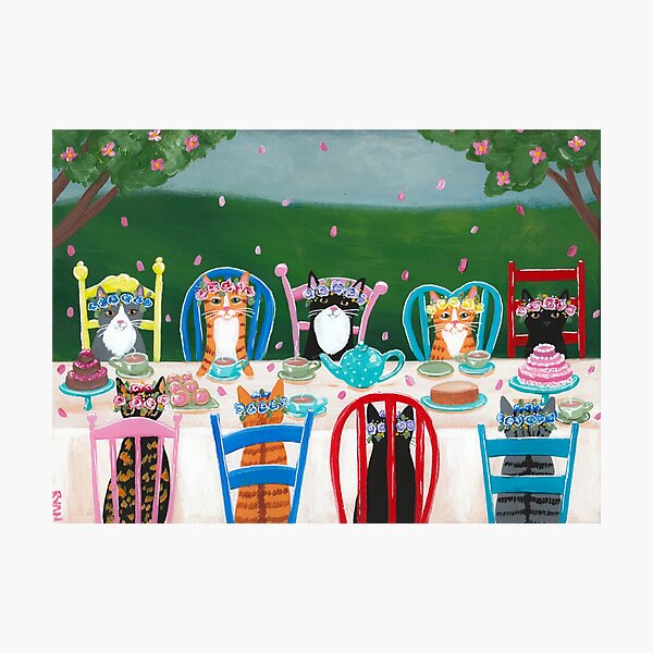 Item preview, Springtime Cats Tea Party designed and sold by KilkennyCat Art.