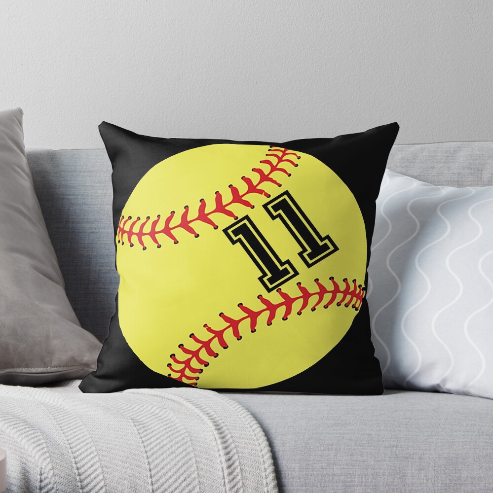 Softball Player Jersey No 11 Back Number #11 Ball Sport Sticker Gift Throw Pillow