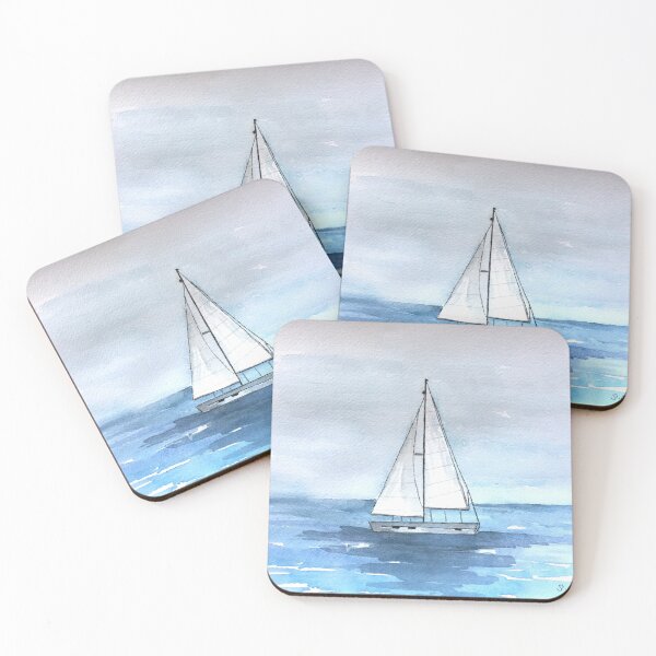 Item preview, Watercolor sailboat painting, Ocean artwork, Seascape  designed and sold by WatercolorFinds.