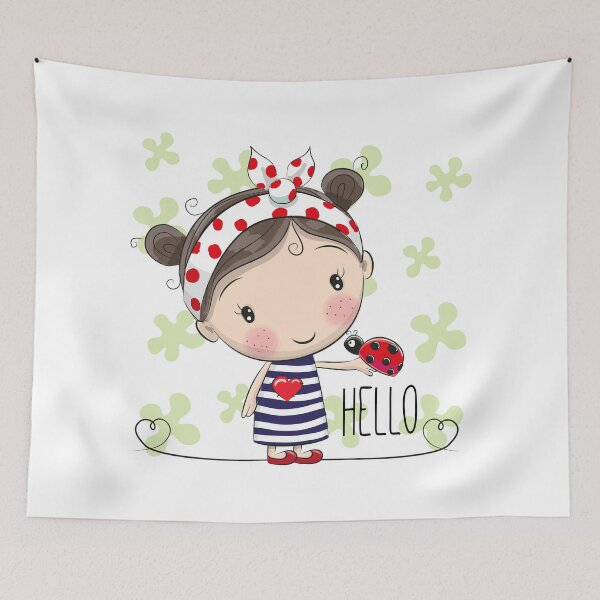 Item preview, Cartoon Girl with a bow and ladybug designed and sold by Reginast777.