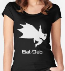 White Bat-Dab (with Text) Women's Fitted Scoop T-Shirt