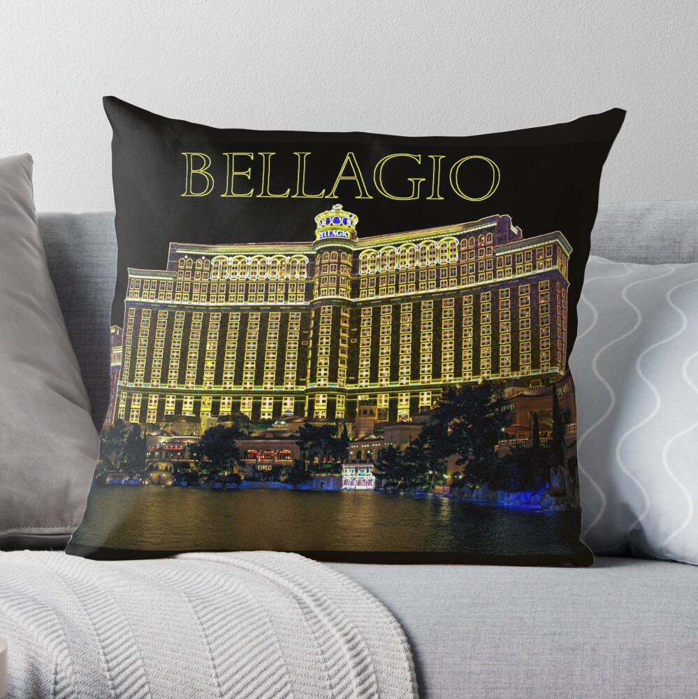 Bellagio Hotel Neon Throw Pillow for Sale by seadoosean