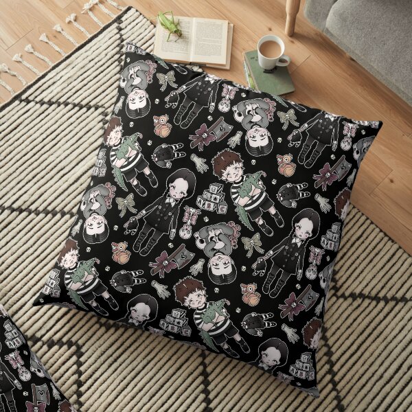 Kooky Kids Collection (Wednesday, Pugsley and Pubert) in Black Floor Pillow