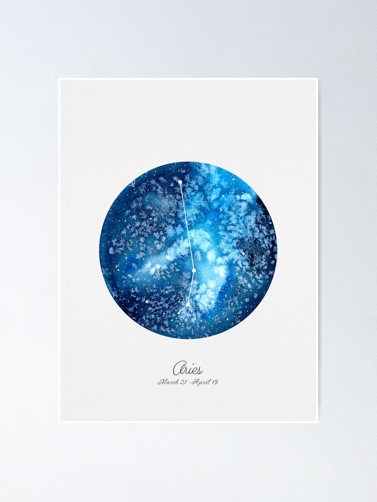 Widder Konstellation Sternzeichen Aquarell Poster Von Harpleydesign Redbubble