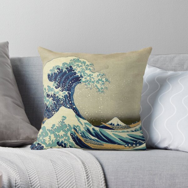 Hokusai, The Great Wave off Kanagawa, Japan, Japanese, Wood block, print. Throw Pillow