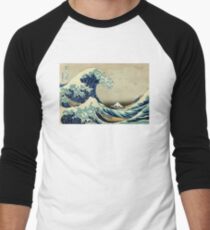 Hokusai, The Great Wave off Kanagawa, Japan, Japanese, Wood block, print Men's Baseball ¾ T-Shirt