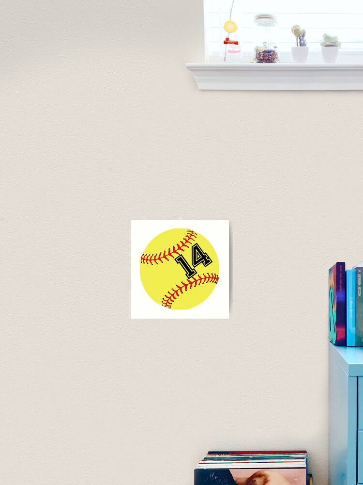 Softball Player Jersey No 14 Back Number 14 Ball Sport Sticker Gift Art Print By Theshirtinator Redbubble