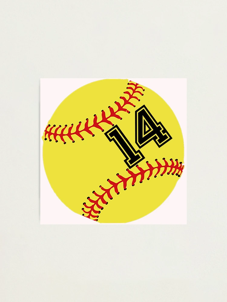 Softball Player Jersey No 14 Back Number #14 Ball Sport Sticker Gift  Photographic Print for Sale by theshirtinator