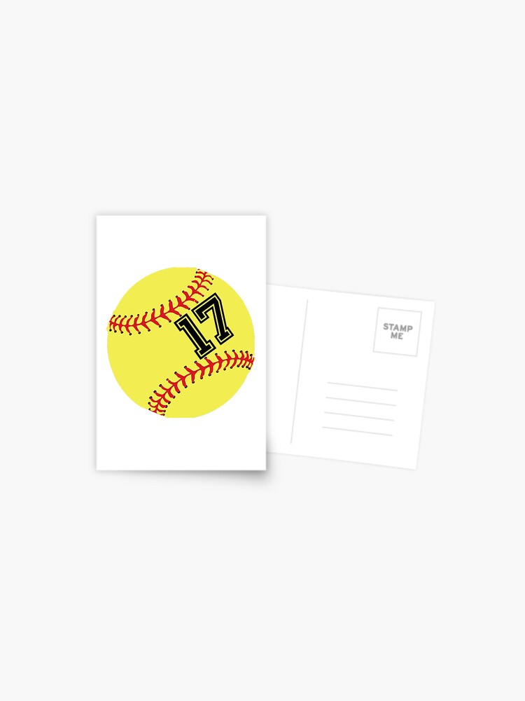 Softball Player Jersey No 17 Back Number 17 Ball Sport Sticker Gift Postcard By Theshirtinator Redbubble